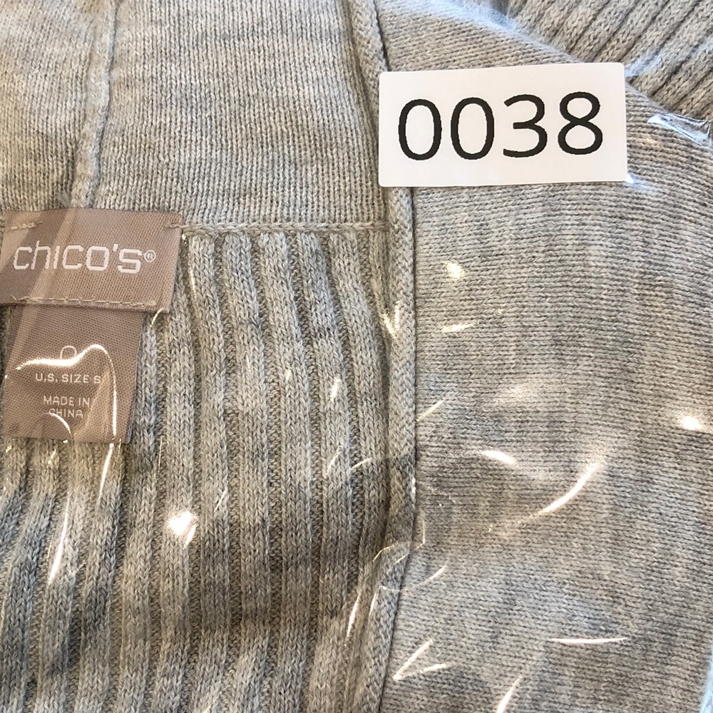 Chico's Light Gray Open-Front Ribbed Cardigan - Picture 8 of 8